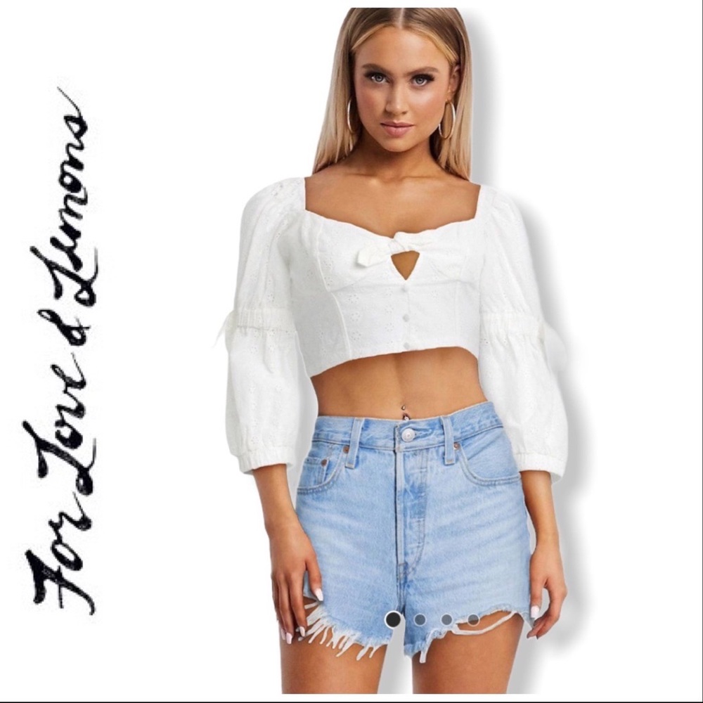 For Love and Lemons Bora Bora White Crop Blouse